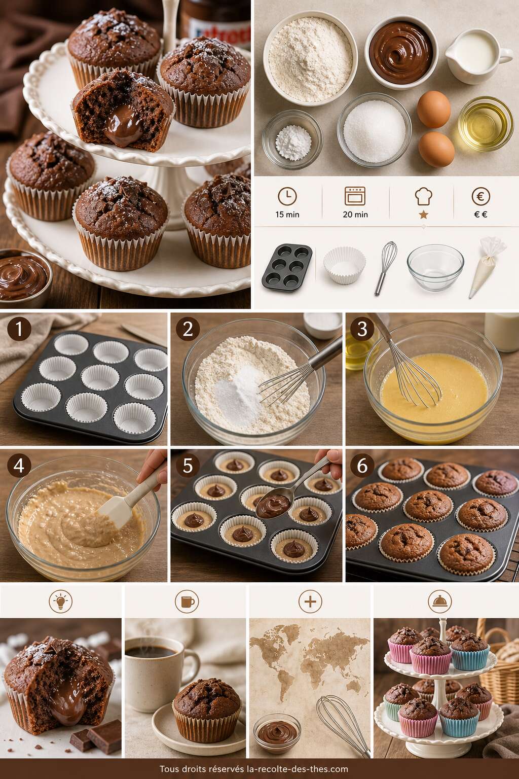 Fiche recette Recette facile de muffins au Nutella Fiche recette Recette facile de muffins au Nutella