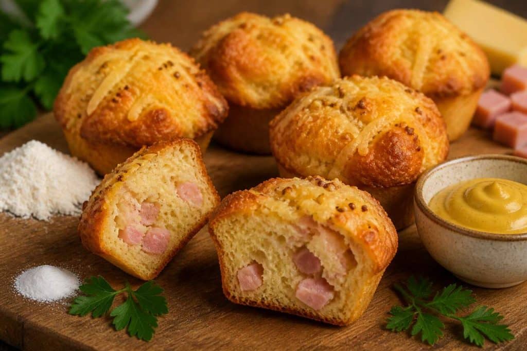 Recette facile de muffins à la moutarde et au jambon