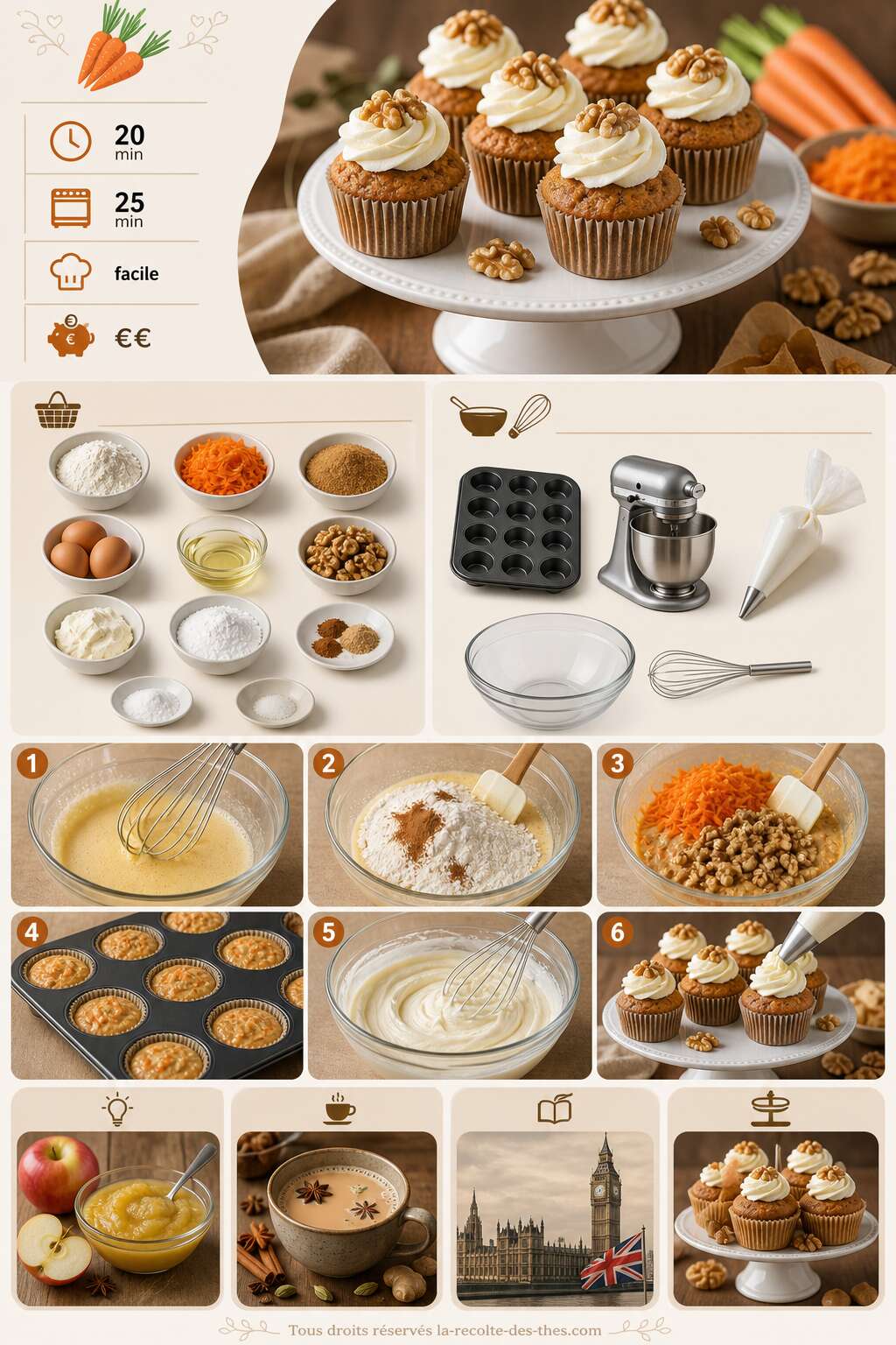 Fiche recette Recette facile de mini carrot cakes moelleux