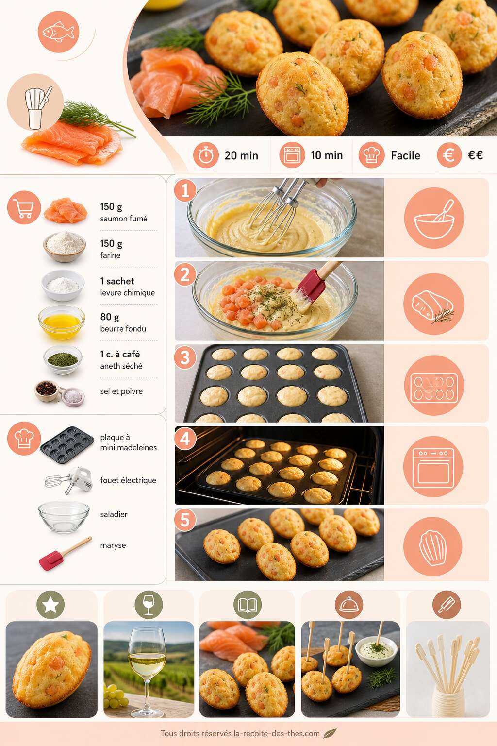 Fiche recette Recette facile de mini madeleines au saumon fum&eacute;