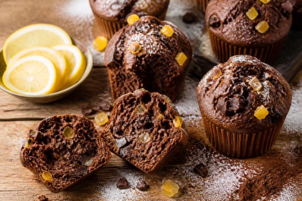 Recette de muffins au chocolat et citron confit