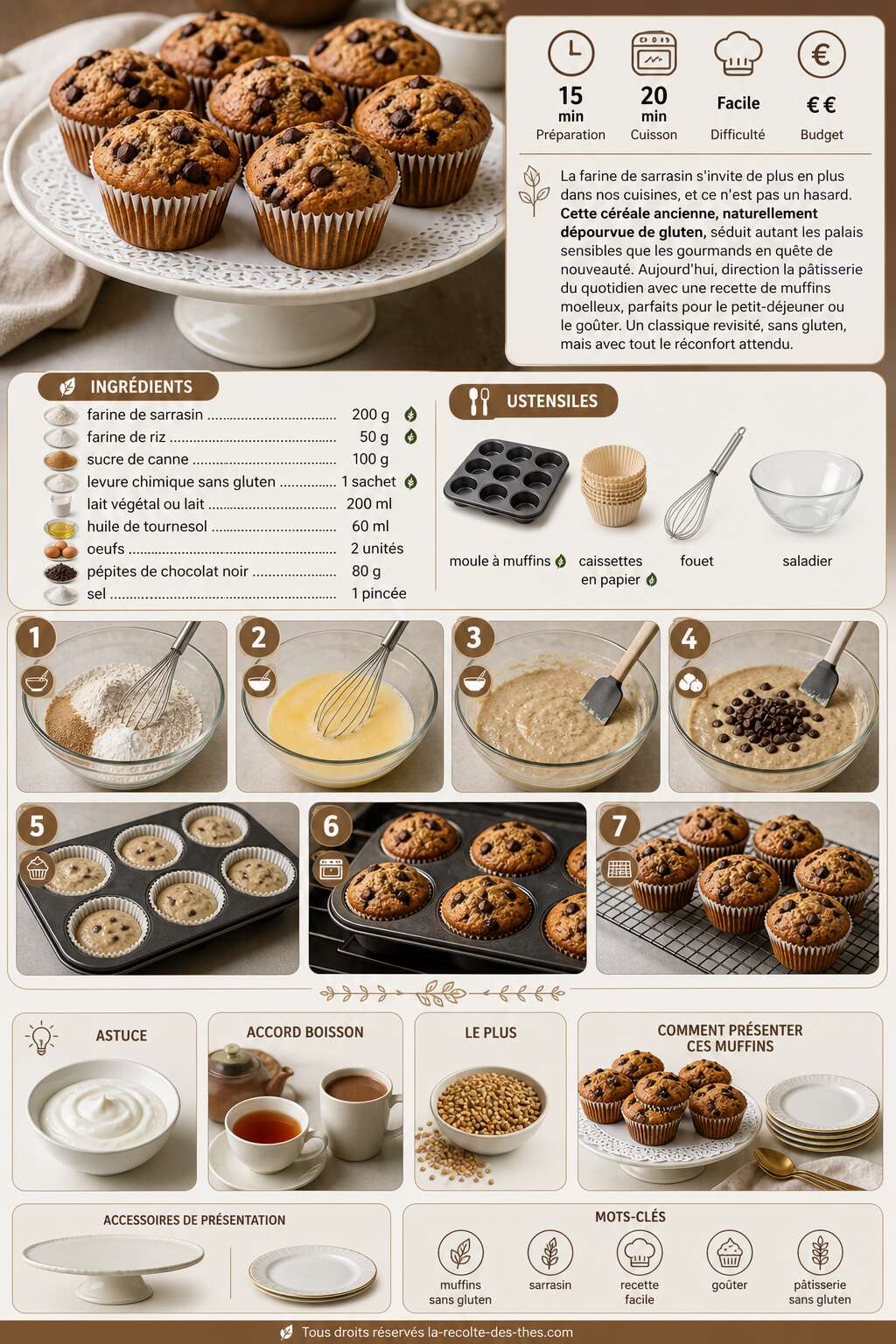 Fiche recette Recette de muffins au sarrasin : moelleux et sans gluten