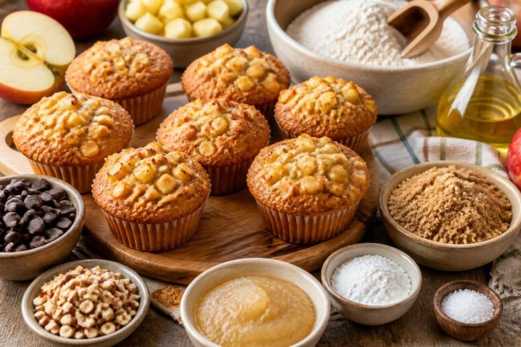 Recette de muffins aux pommes, chocolat et noisettes