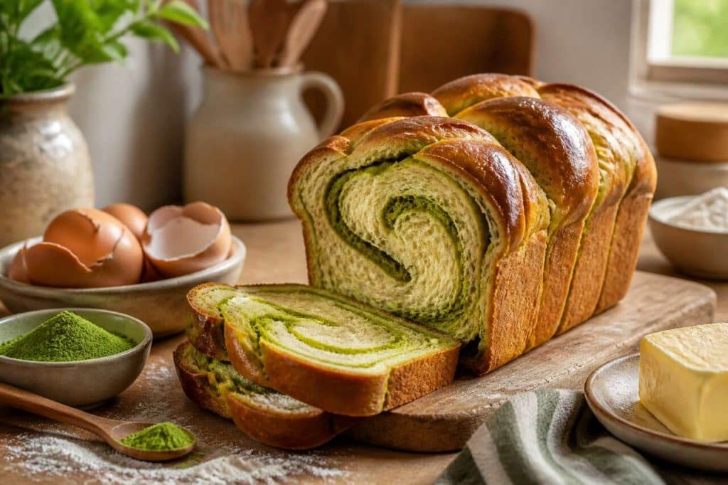 Recette de brioche au thé matcha moelleuse et parfumée