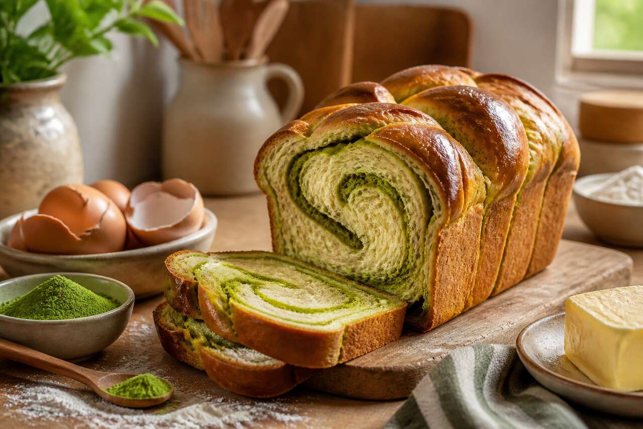 Recette de brioche au thé matcha moelleuse et parfumée