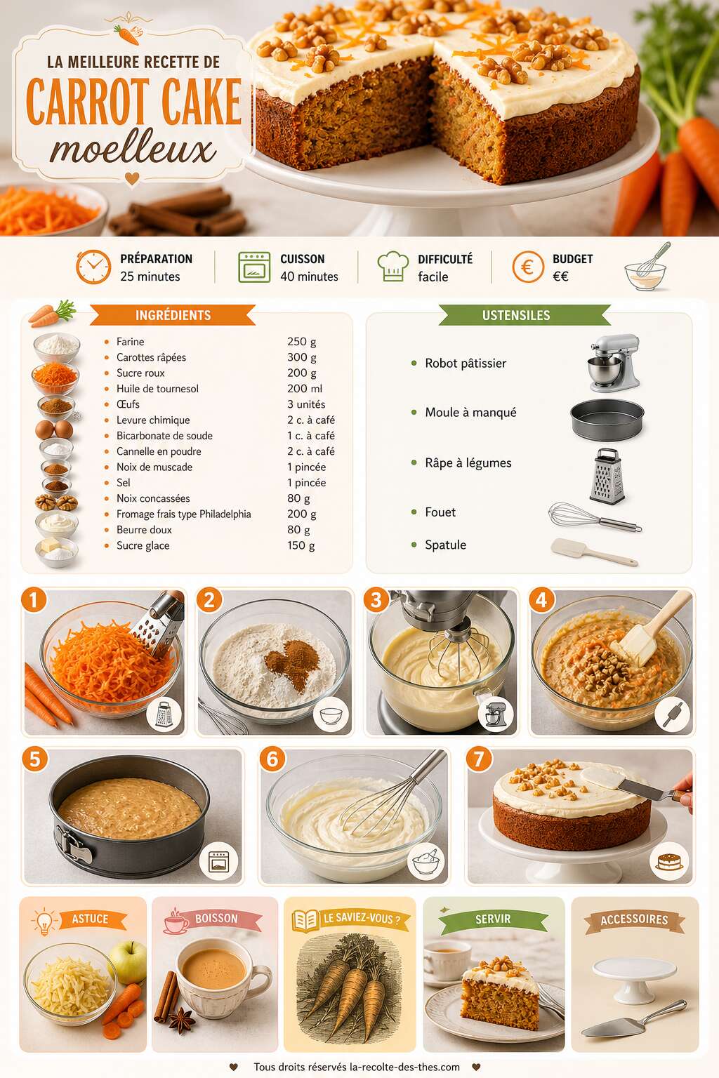 Fiche recette La meilleure recette de carrot cake moelleux