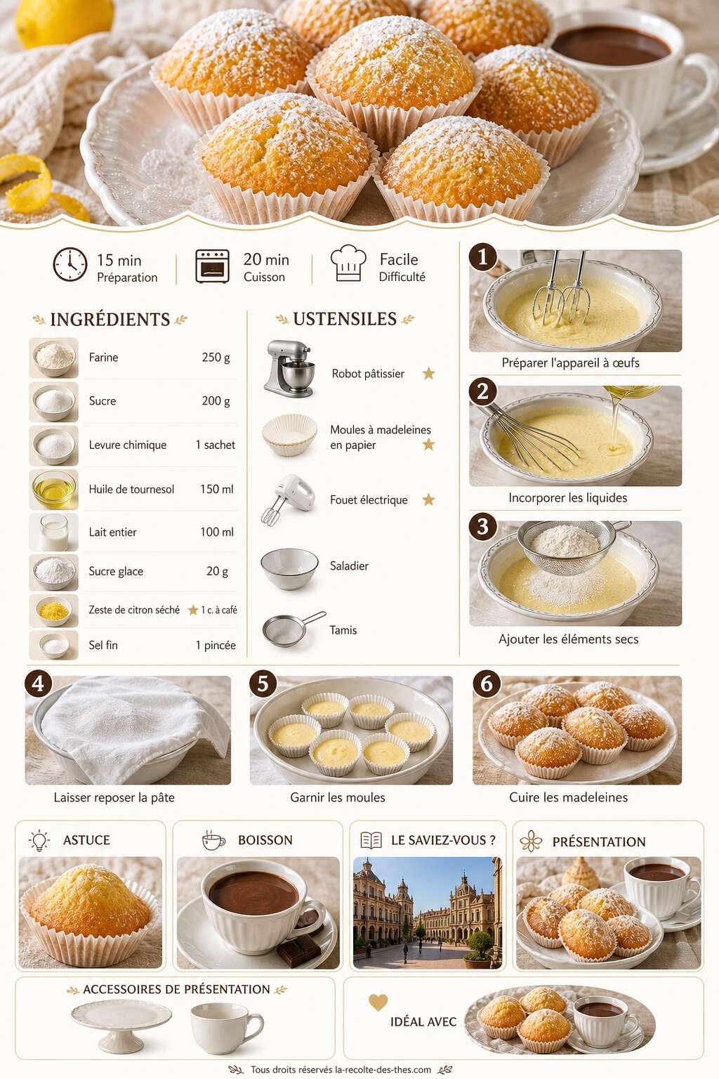 Fiche recette Recette de madeleines espagnoles : moelleuses et faciles à réaliser Fiche recette Recette de madeleines espagnoles : moelleuses et faciles à réaliser
