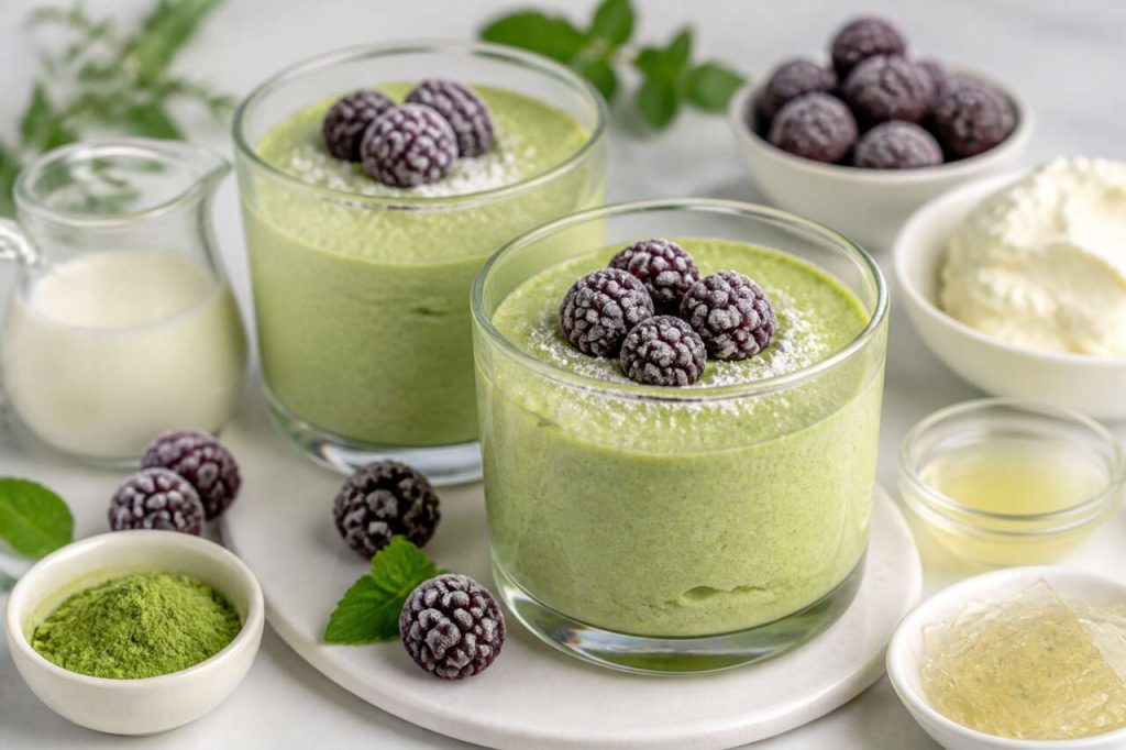 Recette de mousse au thé vert et à la mûre