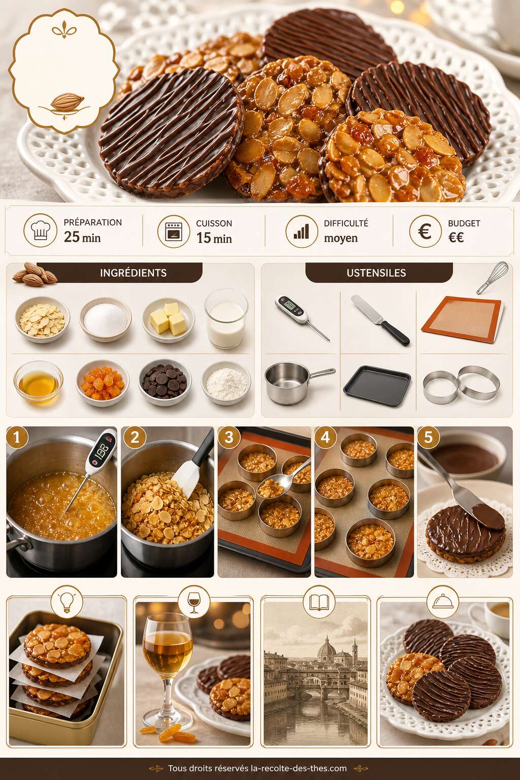 Fiche recette Recette de biscuits florentins aux amandes croustillants et gourmands