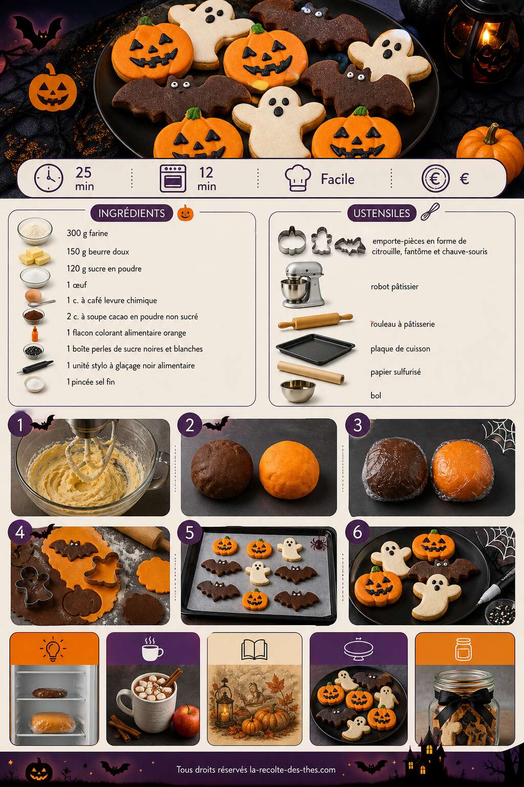 Fiche recette Recette facile de petits biscuits d'Halloween Fiche recette Recette facile de petits biscuits d'Halloween