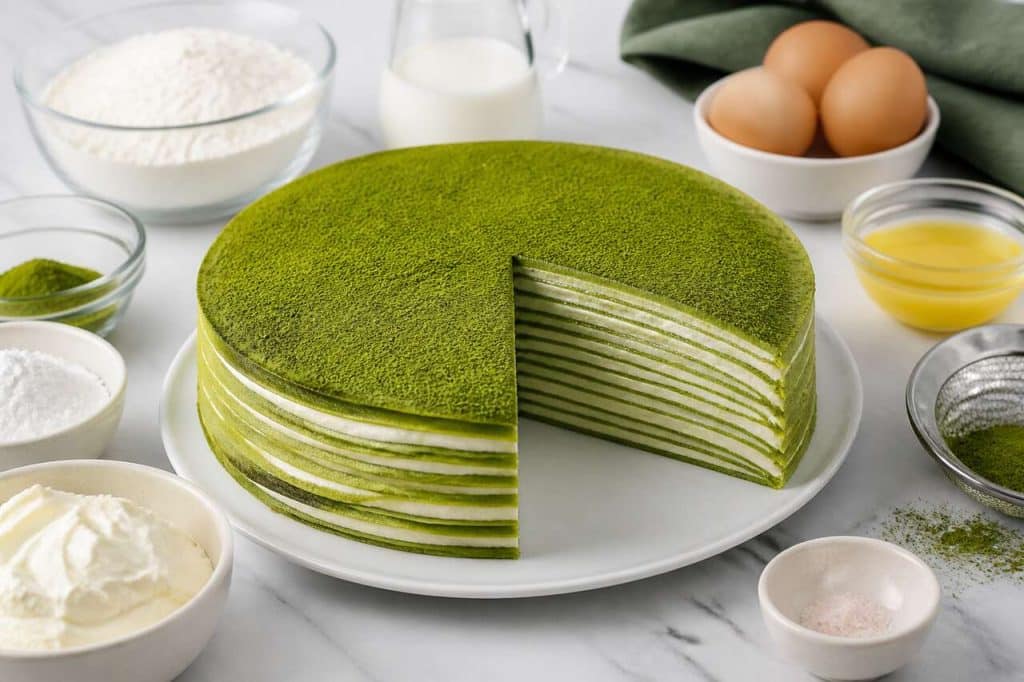 Recette du gâteau de crêpes au matcha