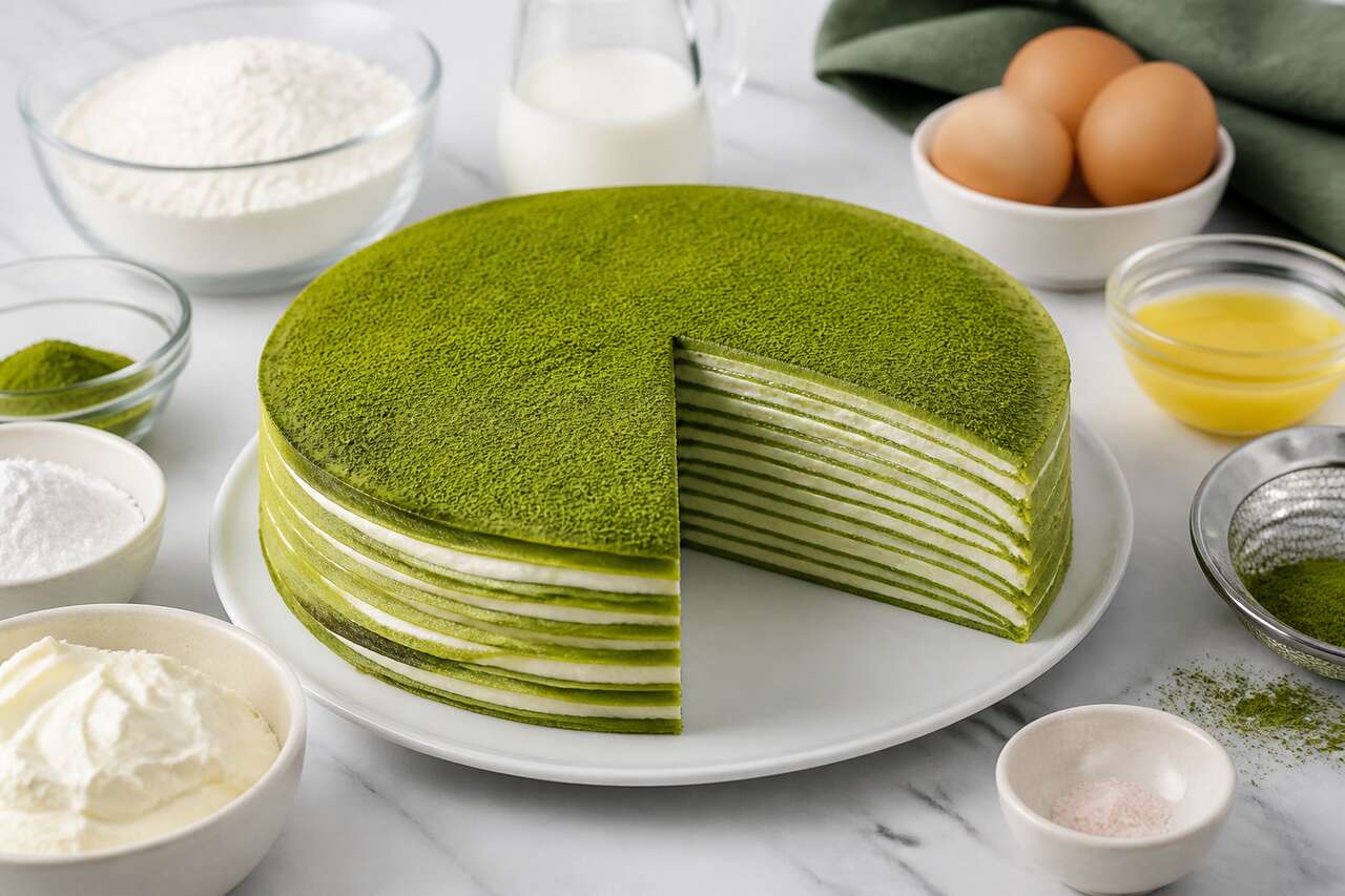 Recette du gâteau de crêpes au matcha