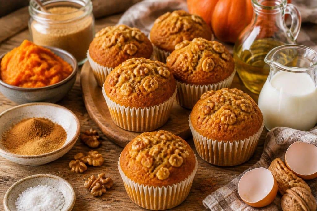 Recette de muffins au potiron et aux noix sucrés