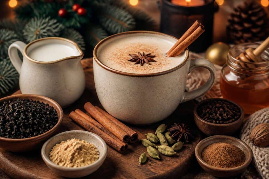 Recette de chai latte de Noël maison