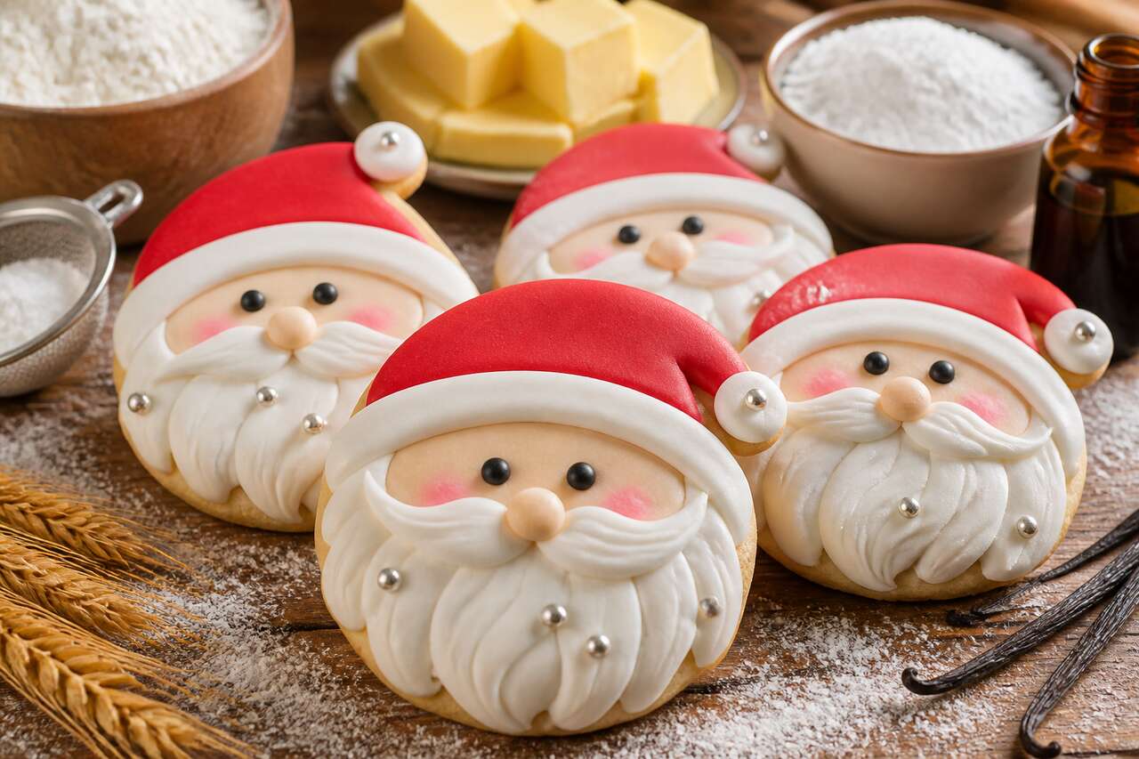 Recette de biscuits sablés Père Noël à la pâte à sucre